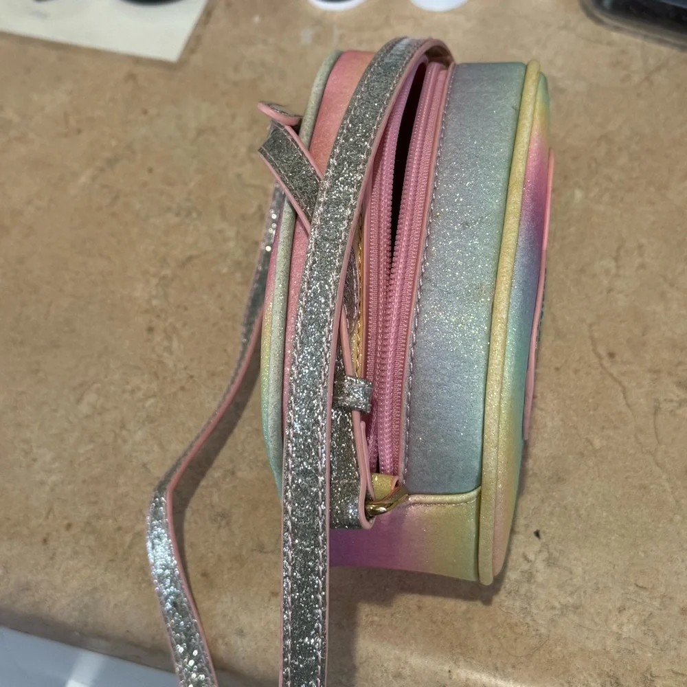 New Mipasties Heart Rainbow Glitter Crossbody Purse | Kids Mini Bag